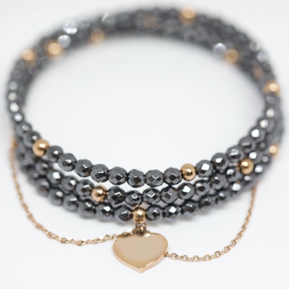 18k Gold Dipped Black Topaz Shiny Bracelet - Picture 1 of 7